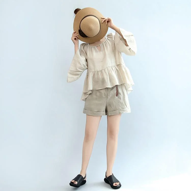 2017-nude-stylish-linen-shorts-elastic-waist-casual-shorts-3