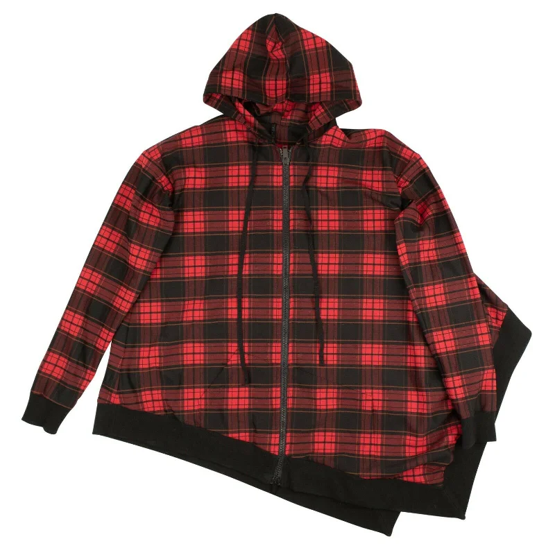 Unravel Project Plaid Poncho Jacket - Red/Black