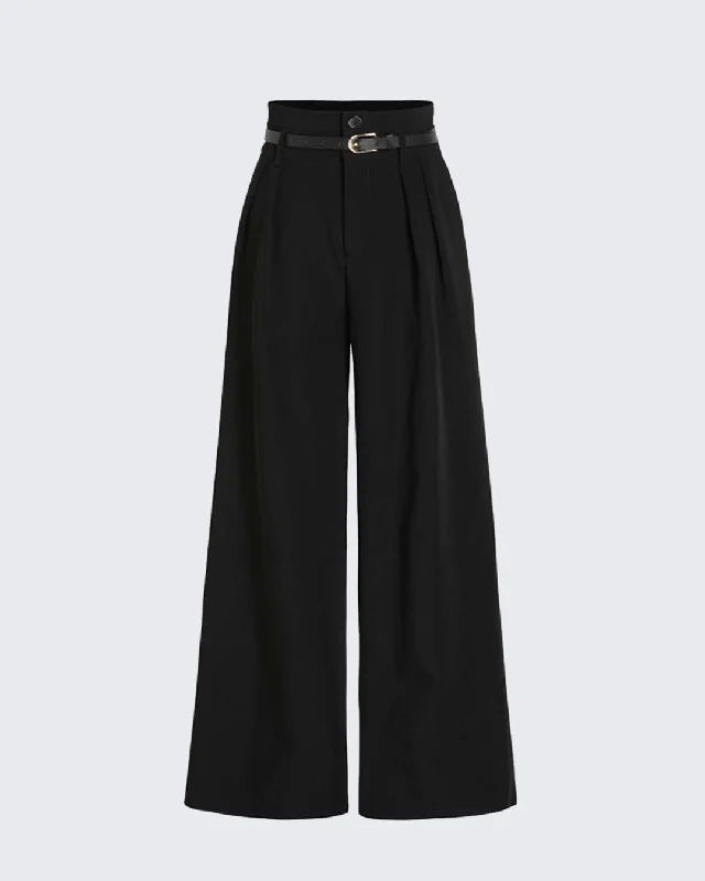 set-of-two-solid-high-waist-pleated-pants-with-tailored-vest-style-top-in-black