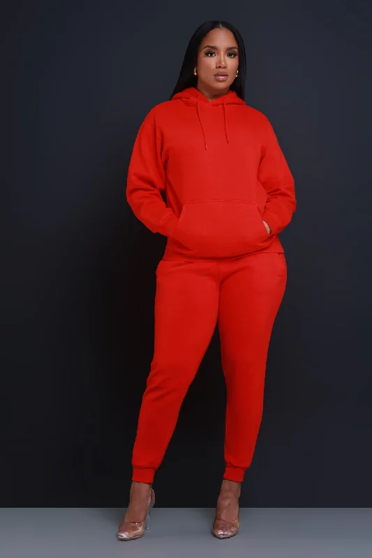 State Of Mind Hooded Jogger Set - Red