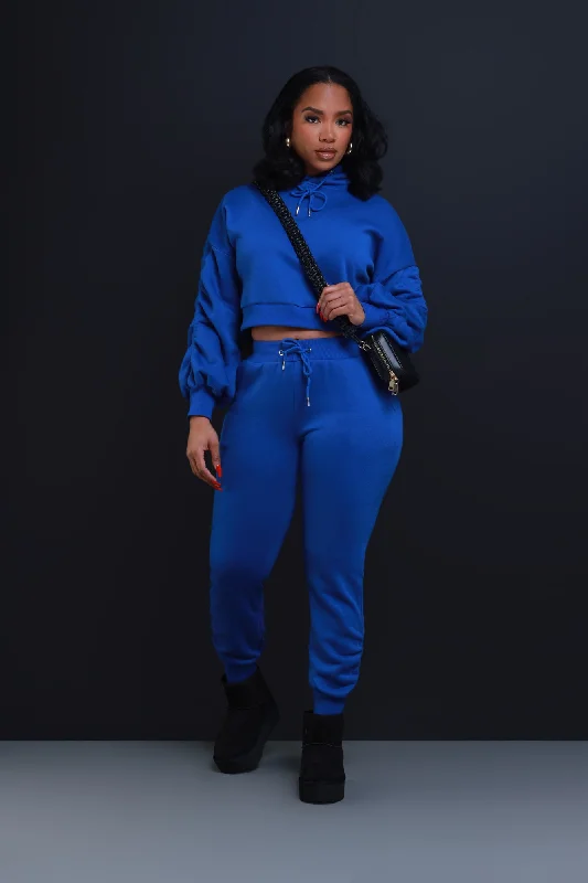 who-said-ruched-hooded-jogger-set-royal-blue