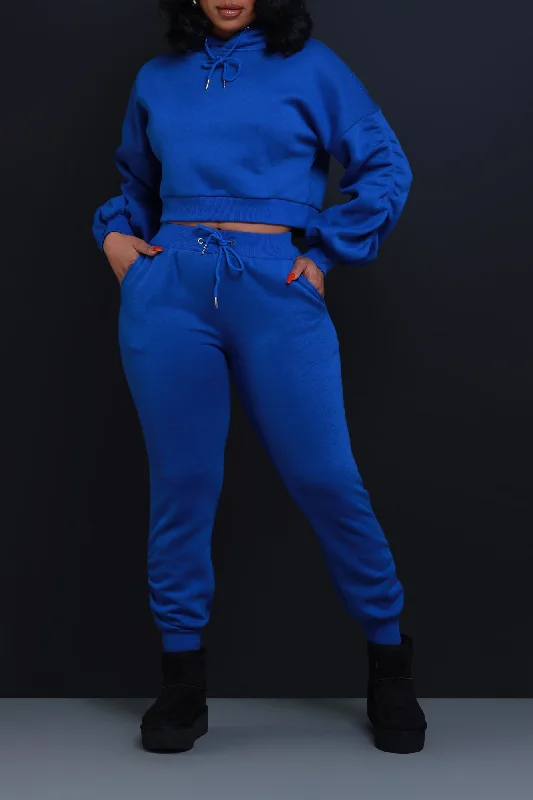 who-said-ruched-hooded-jogger-set-royal-blue