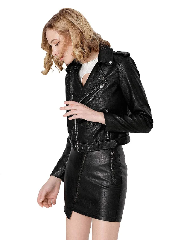 Jhichic Women's Faux Leather Textured jacket