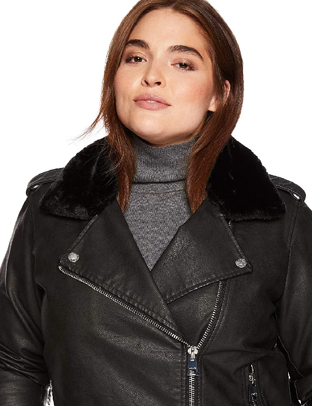 Levi's Women's Plus Size Faux Leather Sherpa Motorcycle Jacket