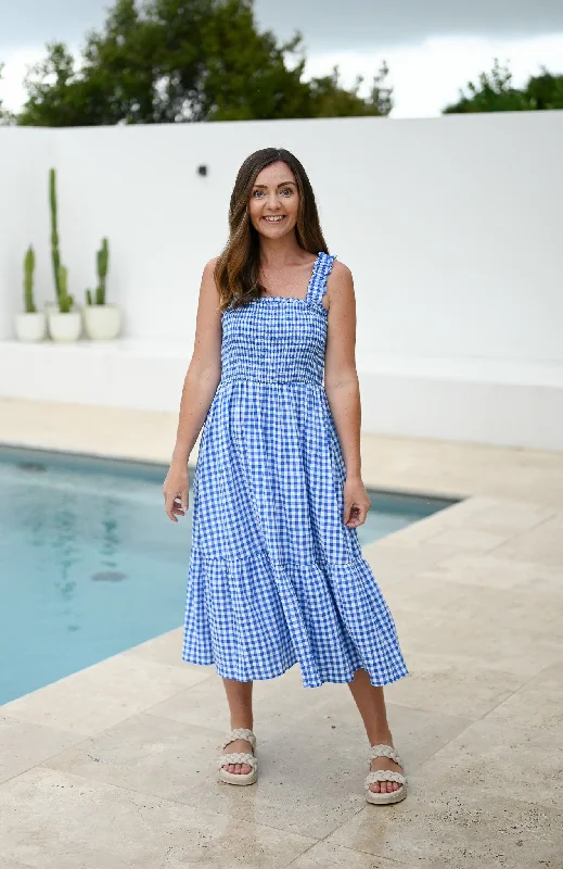 Abby Dress - Ocean Gingham