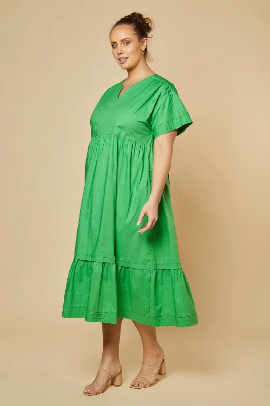 Ainsley Shift Dress in Green Poplin