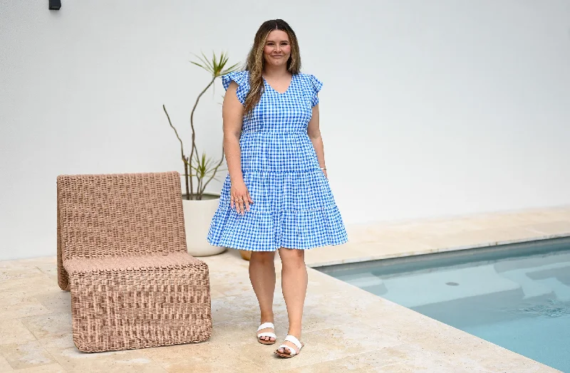 Betsy Dress - Ocean Gingham