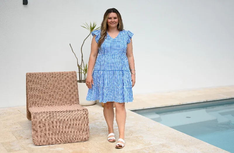 Betsy Dress - Ocean Gingham