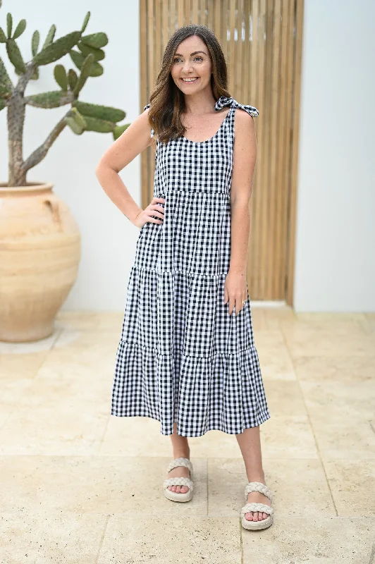 Senna Dress - Black Gingham