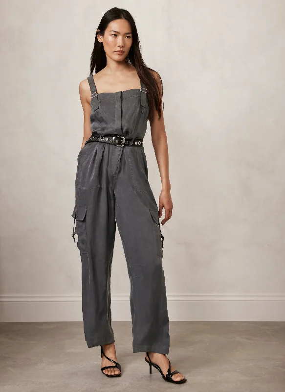 Grey Utility Pocket Detail Jumpsuit