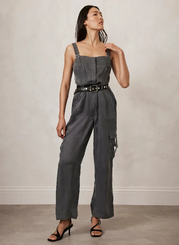 Grey Utility Pocket Detail Jumpsuit