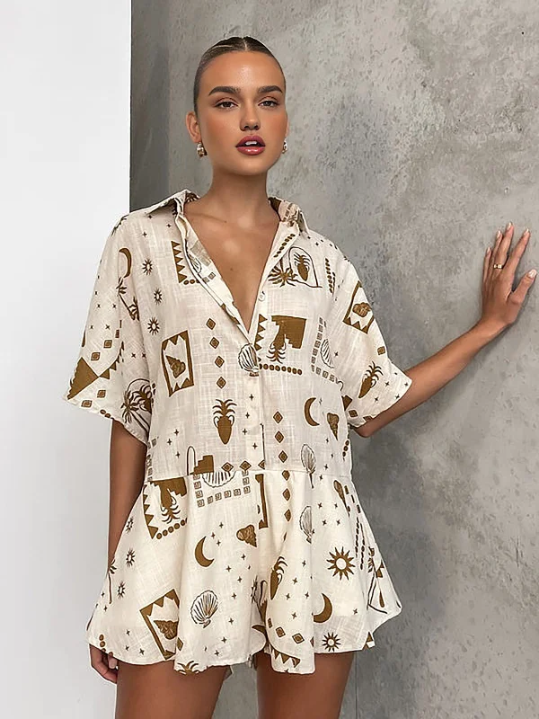 Semi-Sheer Loosen Print Jumpsuit