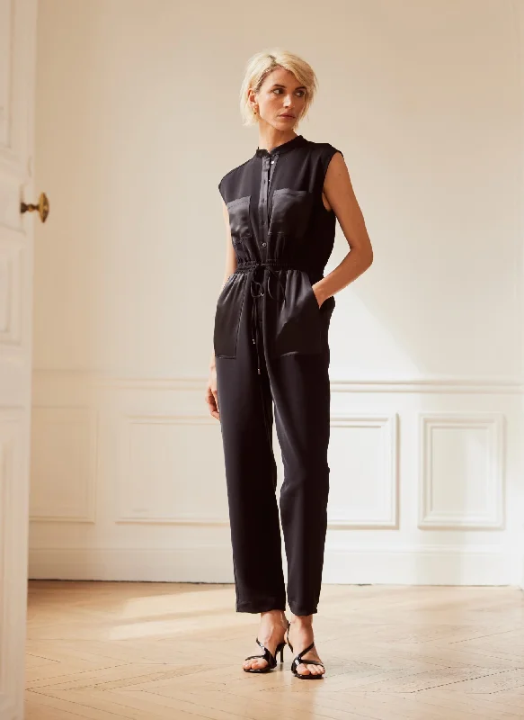 Black Sleeveless Utility Jumpsuit