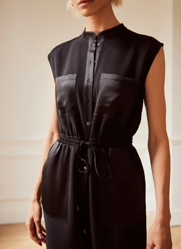 Black Sleeveless Utility Jumpsuit