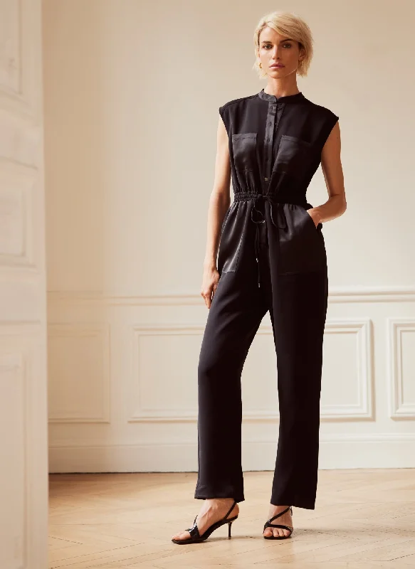 Black Sleeveless Utility Jumpsuit