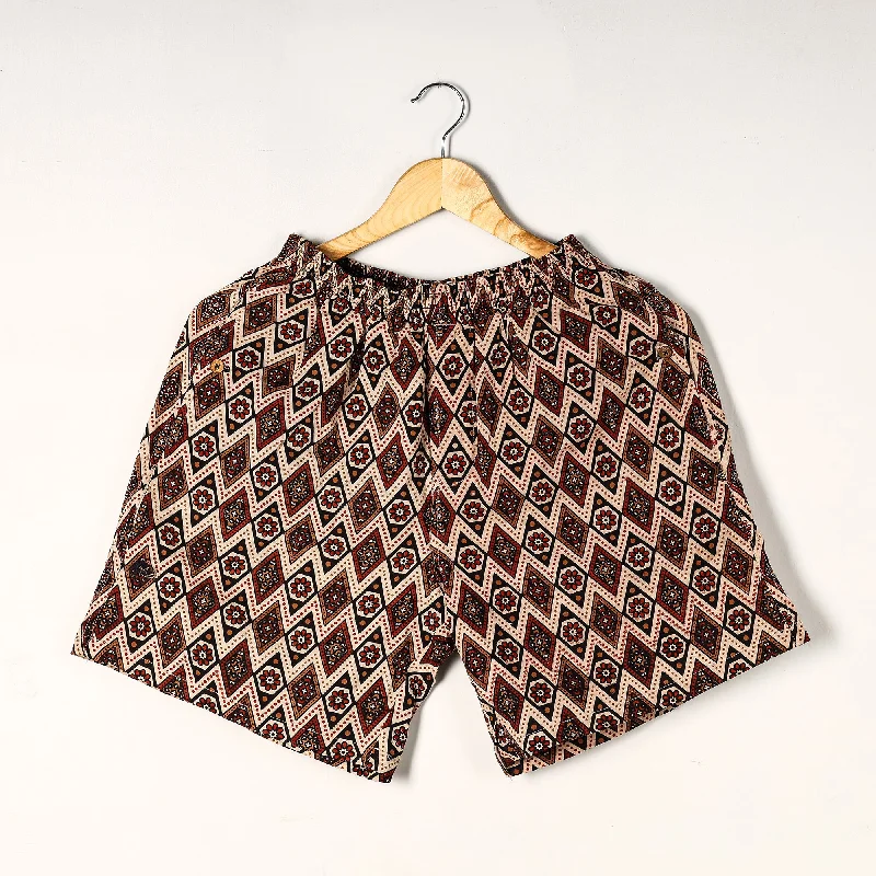 Brown - Ajrakh Block Printed Cotton Unisex Boxer/Shorts