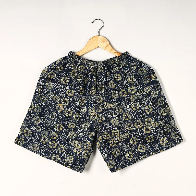 Blue - Ajrakh Block Printed Cotton Unisex Boxer/Shorts