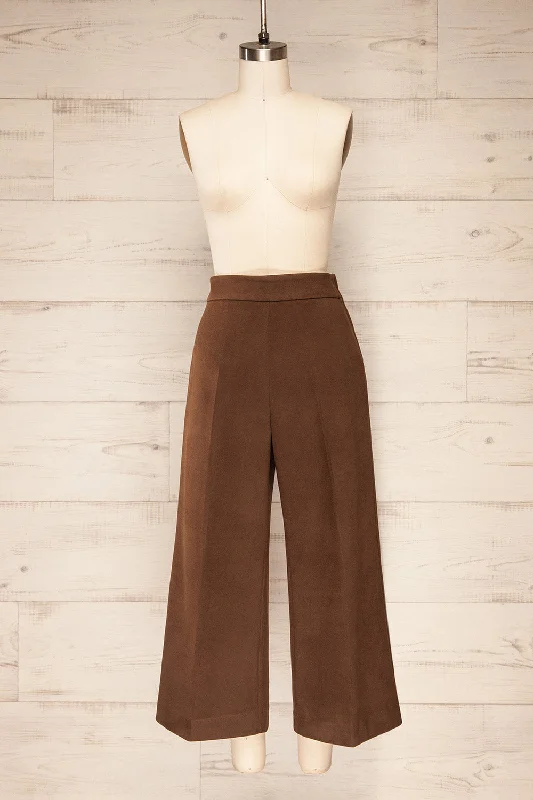 Auckland Brown | Felt Wide-Leg Pants