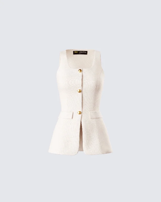 Branca Ivory Scoop Neck Vest