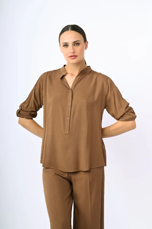 Camicia con collo alla coreana