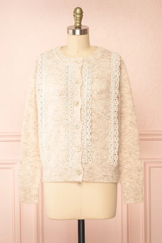 Dakota | Button-Up Knit Cardigan w/ Lace Detail