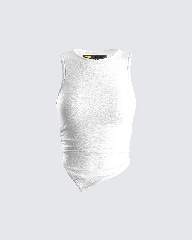 Ema White Jersey Tank Top