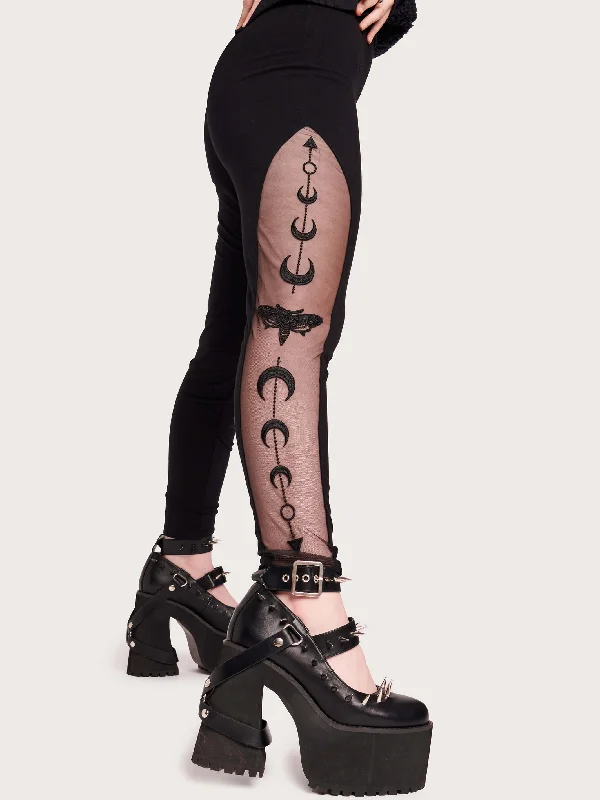 Embroidered moon phase leggings