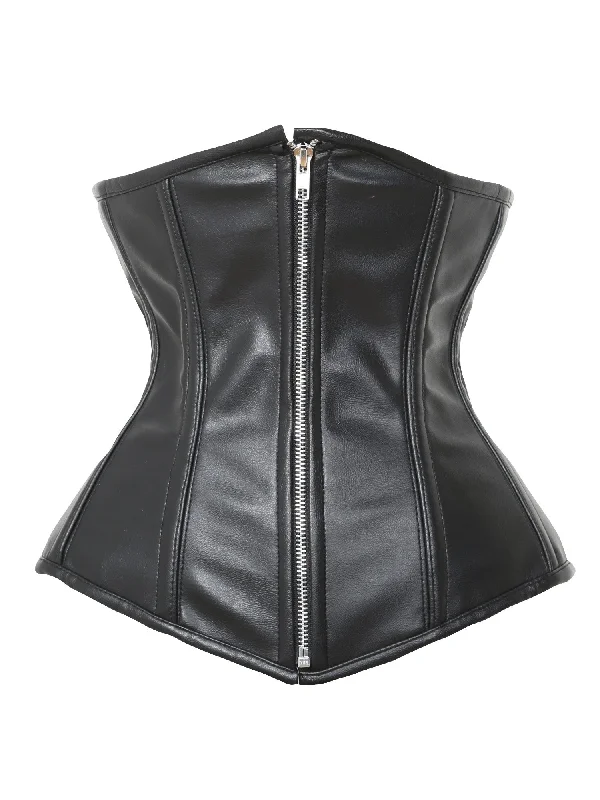 Faux Leather Underbust Long Corset