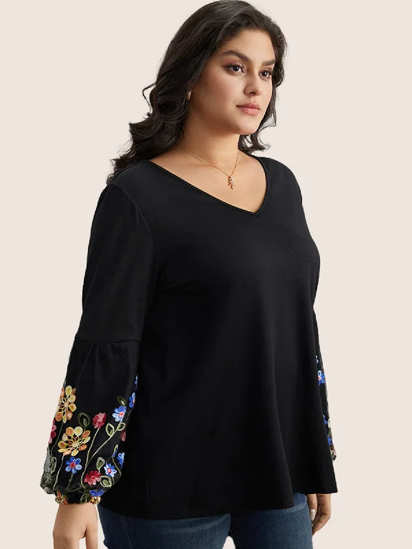 floral-embroidered-lantern-sleeve-t-shirt