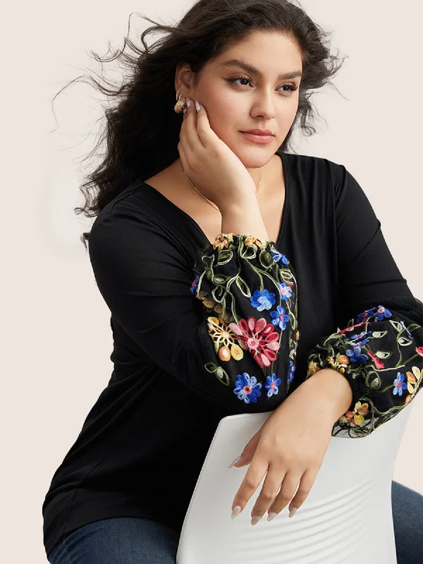 floral-embroidered-lantern-sleeve-t-shirt