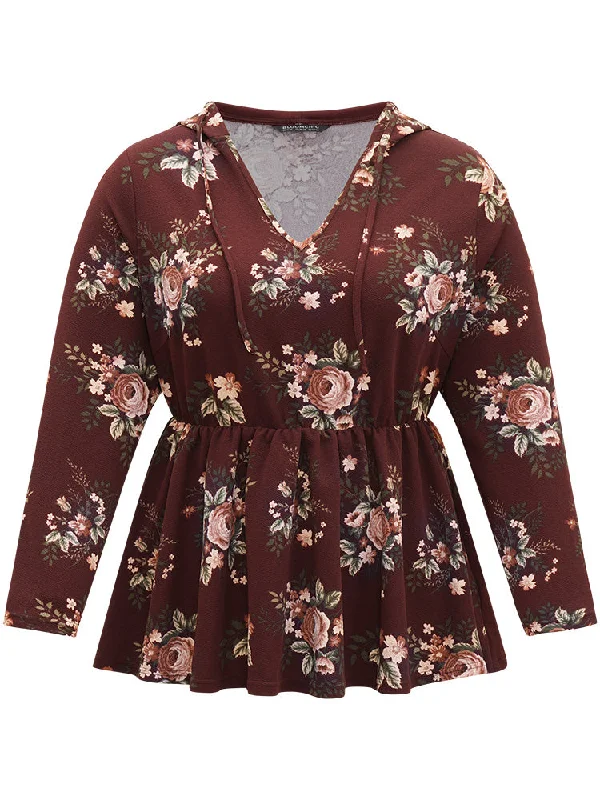 floral-print-hooded-ties-t-shirt