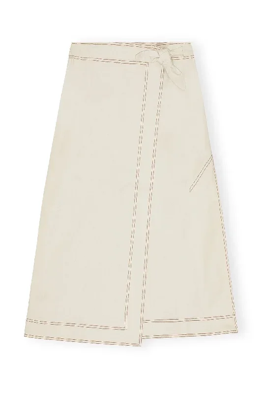 Herringbone Canvas Long Wrap Skirt