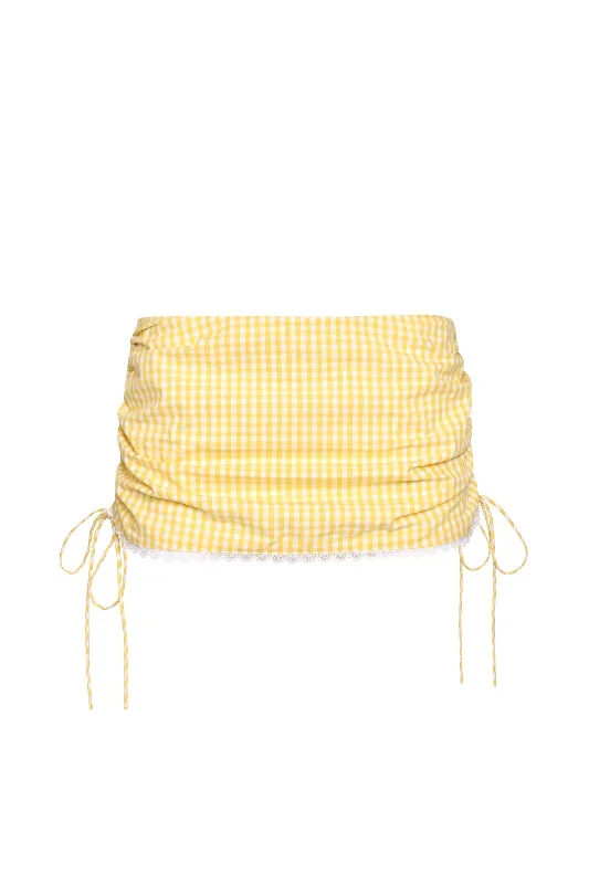 gingham-ruched-side-tie-mini-skirt-limoncello