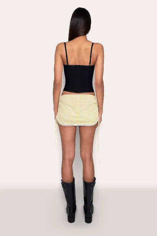 gingham-ruched-side-tie-mini-skirt-limoncello