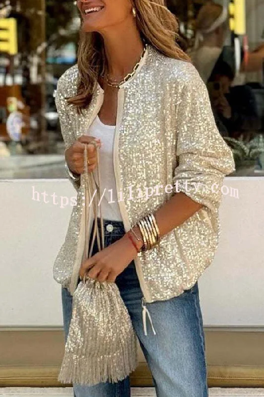 goid-cheerful-sequin-zipped-long-sleeve-coat