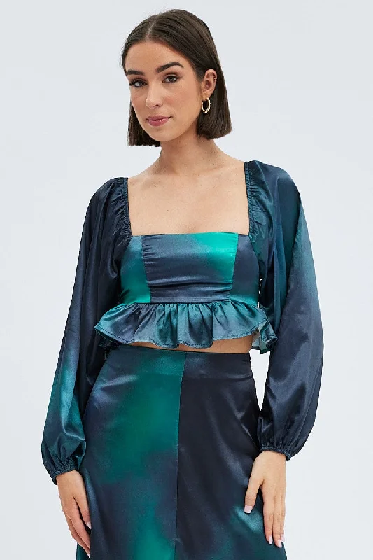 green-print-crop-top-long-sleeve-square-neck-frill-hem-satin-wc7068ax-36cb-1