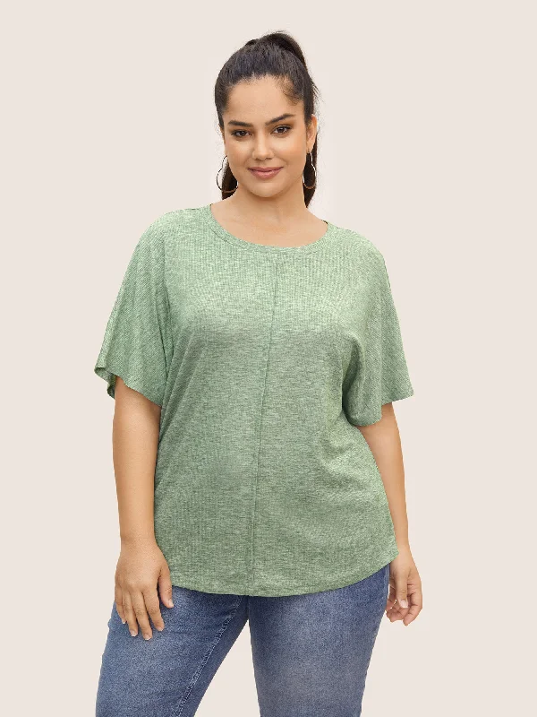 Heather Rib Knit Dolman Sleeve T-shirt