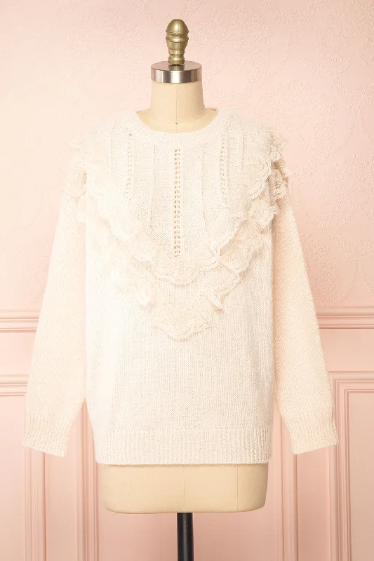 Ingrid | Knit Sweater w/ Ruffled Lace