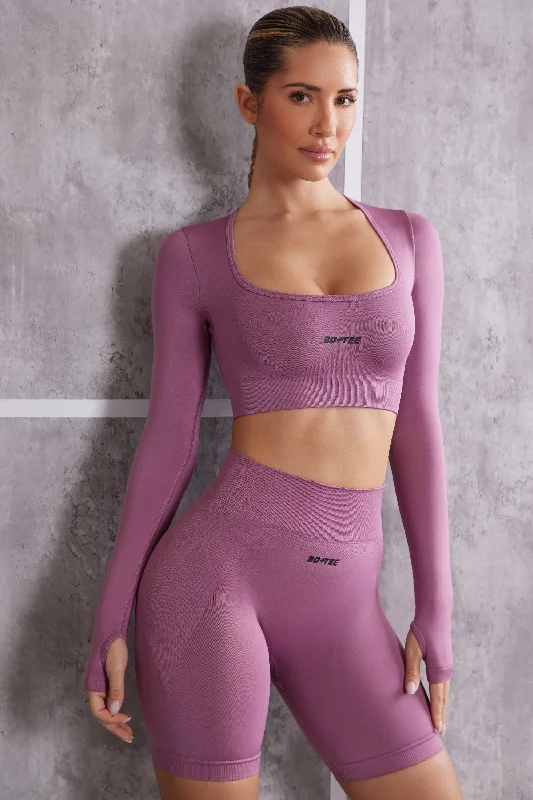 Instinct - Long Sleeve Crop Top in Mauve