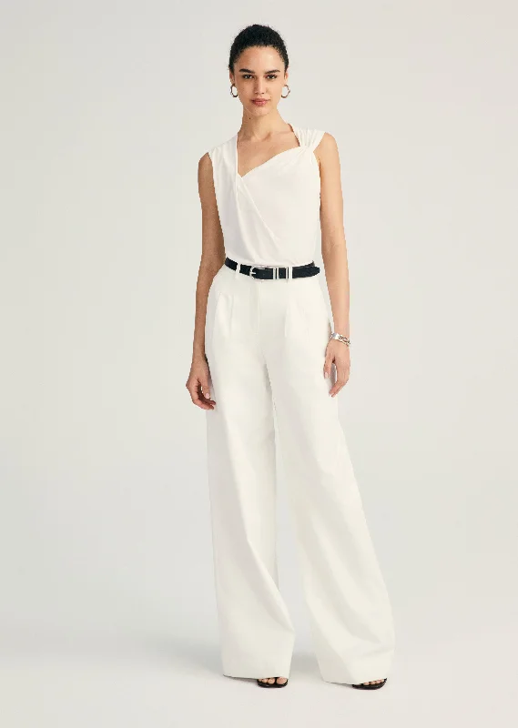 Juliana Wide Leg Pleat Front Trouser - Blanc de Blanc