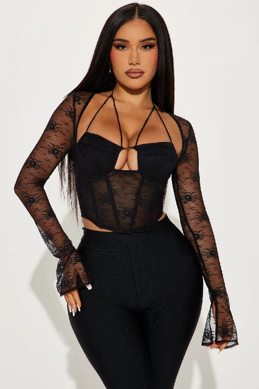 Layla Lace Corset Top - Black