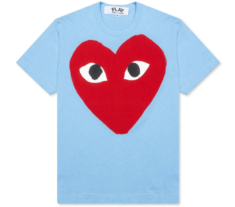 Light Blue Tee With Big Red Heart Women