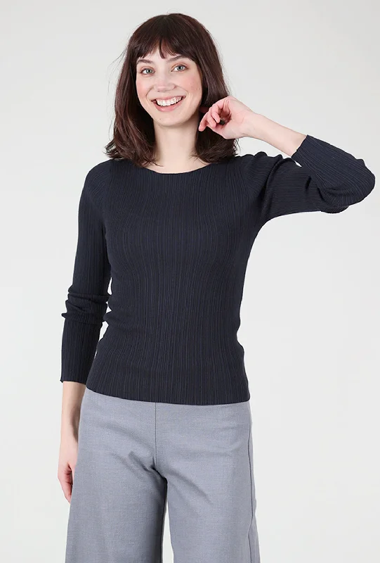 Felicia Ribbed Crew, Navy