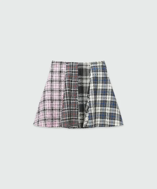 Pink Grey Checks Skirt