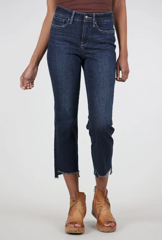 Marilyn Ankle Raw Cut Step Hem Denim, Lotus Garden Blue