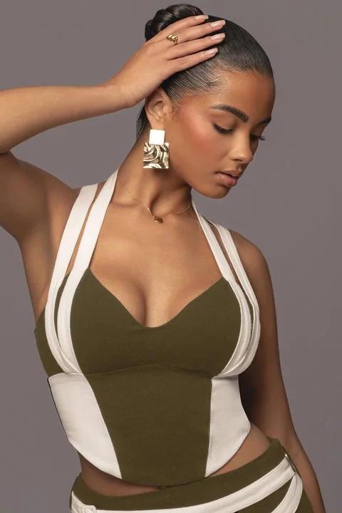 Olive/Ivory Renewal Linen Bustier