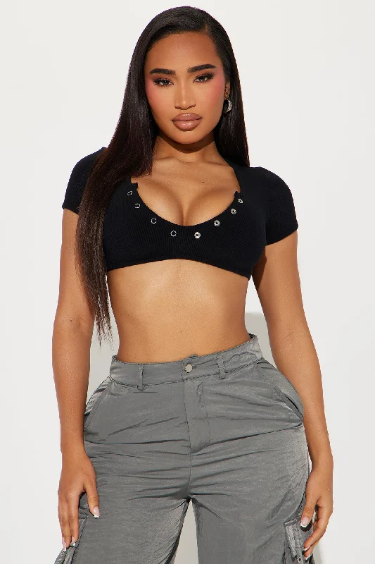 Peyton Snatched Cropped Top - Black