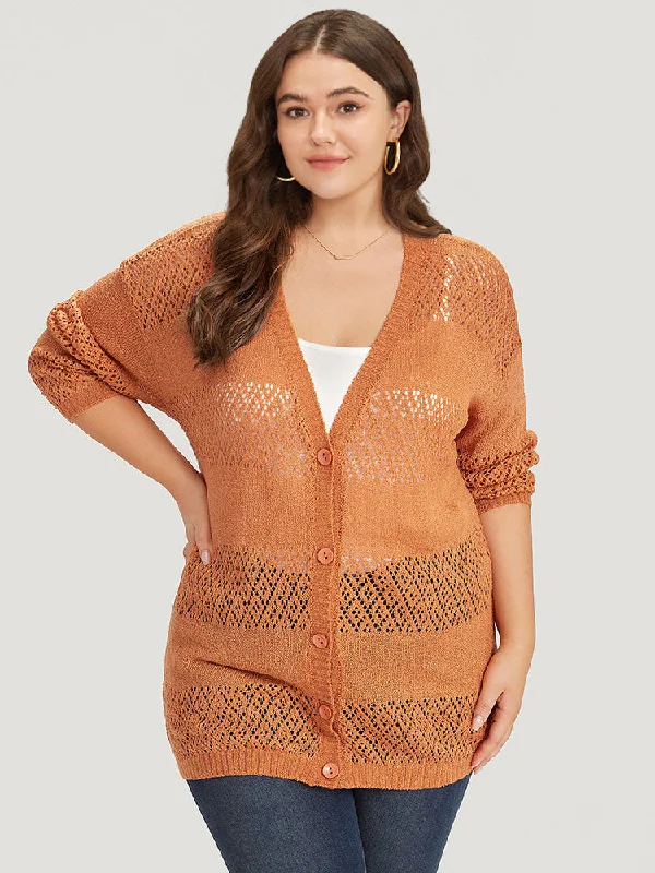 plain-geometric-eyelet-button-through-loose-cardigan