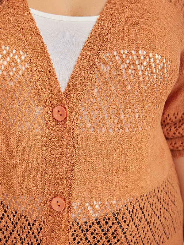 plain-geometric-eyelet-button-through-loose-cardigan