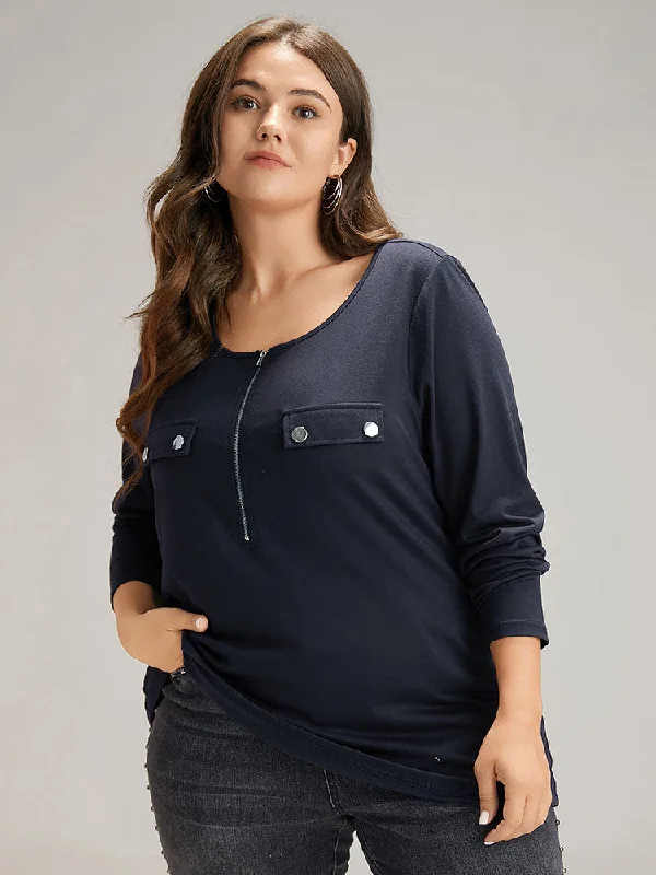 plain-half-zip-button-detail-t-shirt